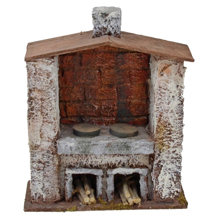 Forno con camino centrale per presepe cm 14x6,5x17,5 h. 