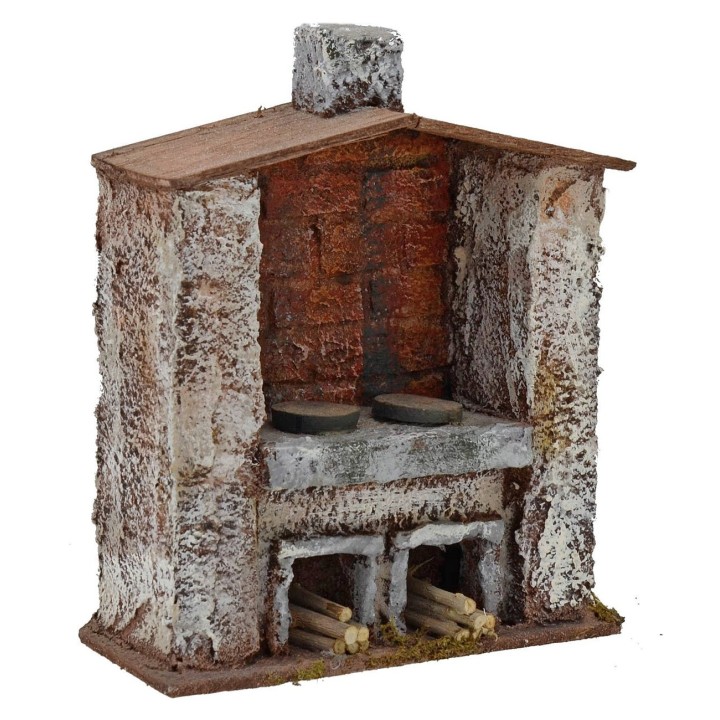 Oven with central fireplace for nativity scene cm 14x6,5x17,5