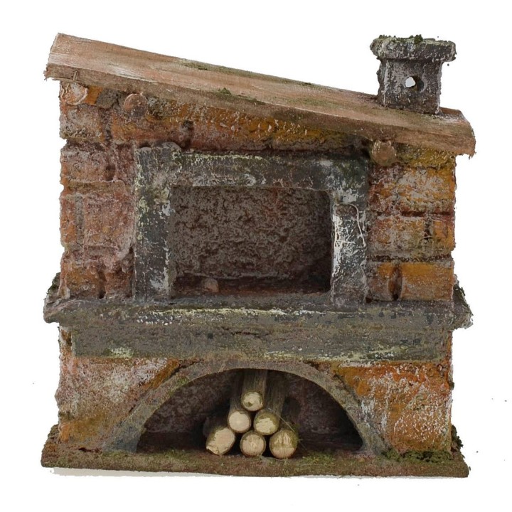 Oven with side chimney for presepe cm 12x5x12 h. 
