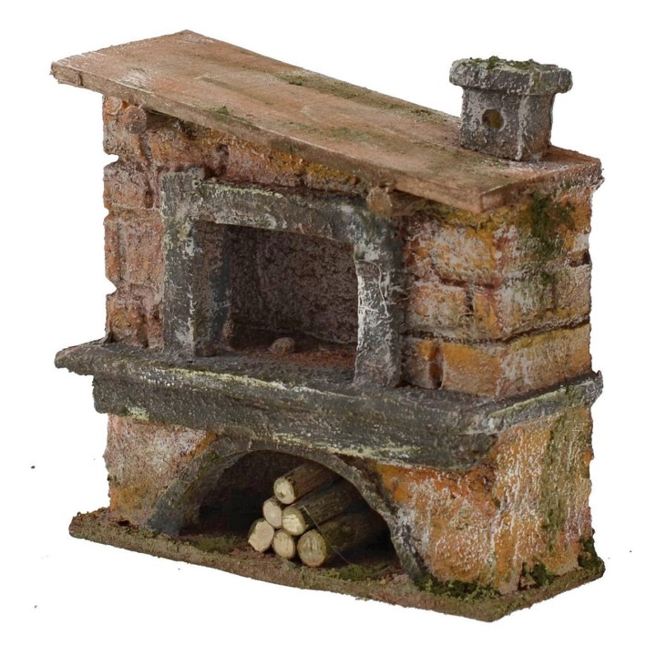 Oven with side chimney for presepe cm 12x5x12 h. 