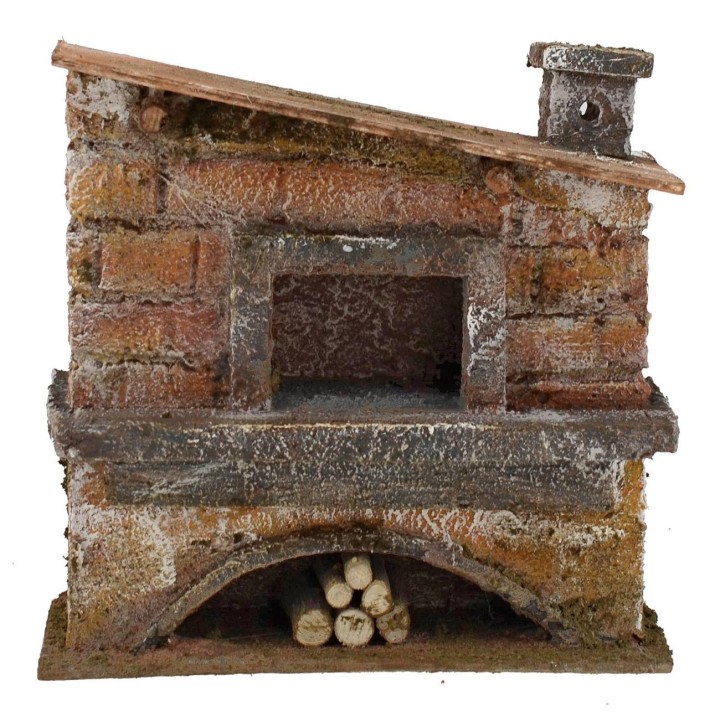 Horno con chimenea lateral para belén de 14x6x14 cm de altura