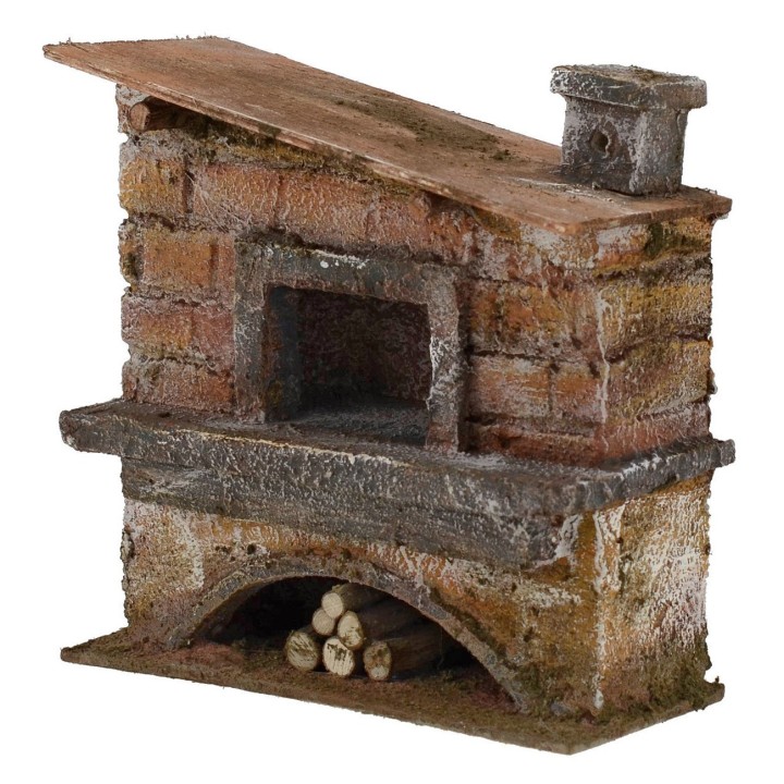 Horno con chimenea lateral para belén de 14x6x14 cm de altura