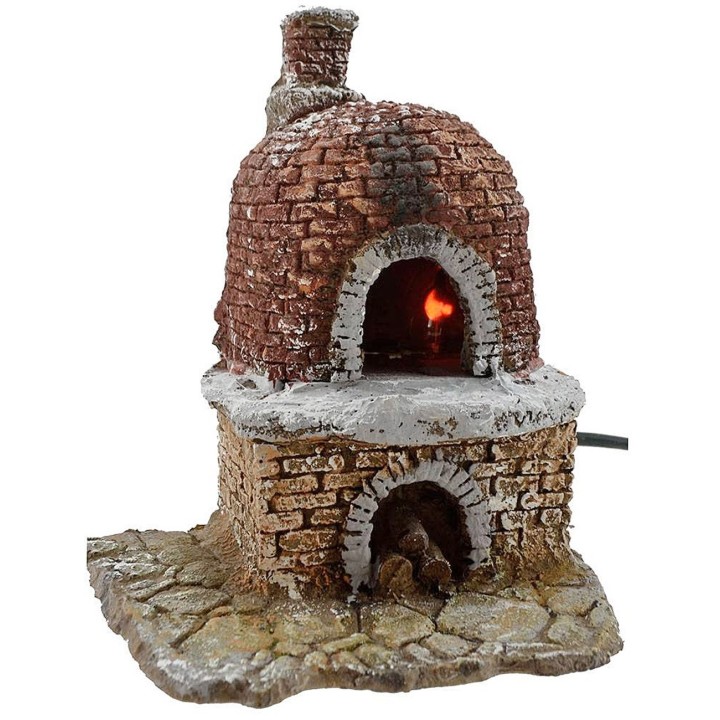 Resin oven working nativity 13x11x15 h.