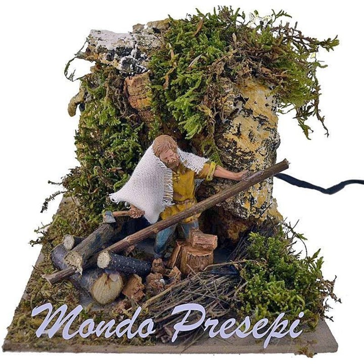 Boscaiolo Landi cm 10 in movimento - statue presepe in movimento