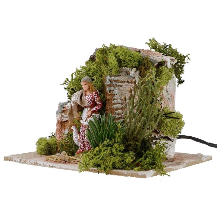 Campesina Landi con gallinas en movimiento 10 cm