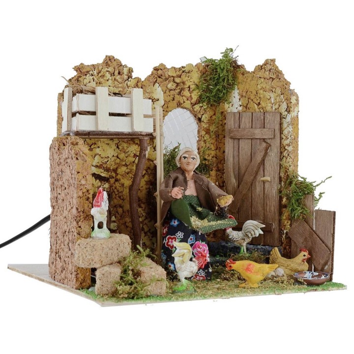 Farmer who pegs the chickens in motion 10 cm