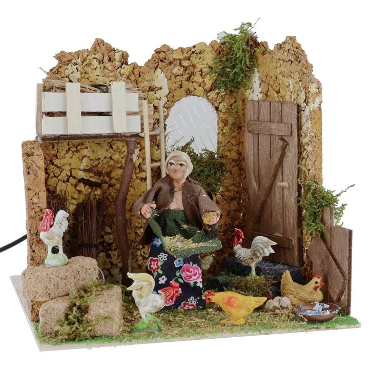 Farmer who pegs the chickens in motion 10 cm