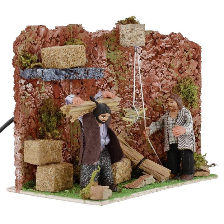 Peasants in the barn with double movement 8 cm