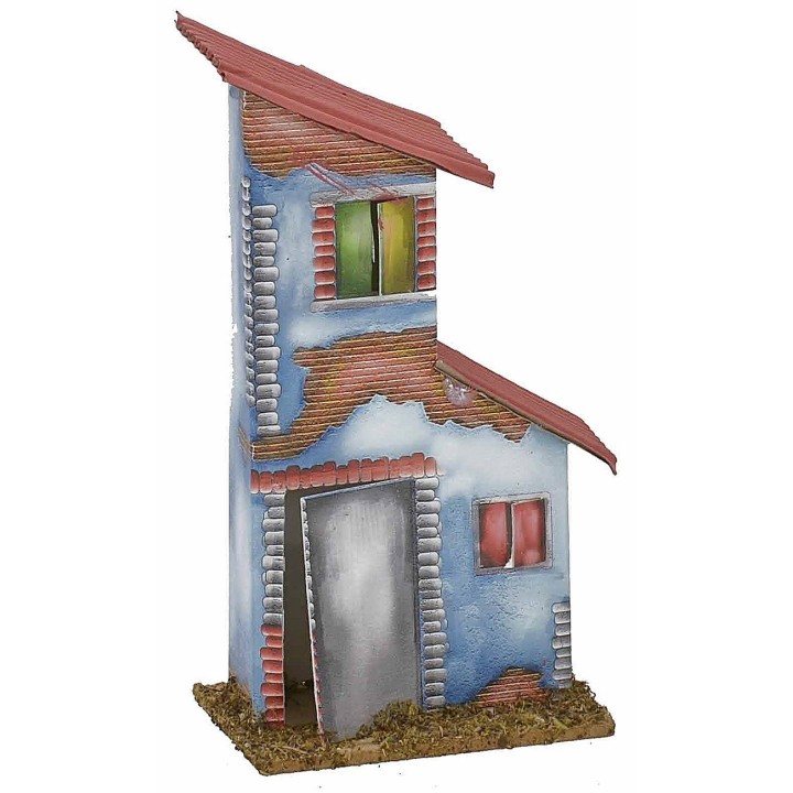 Set of 3 colored houses for nativity scenes
