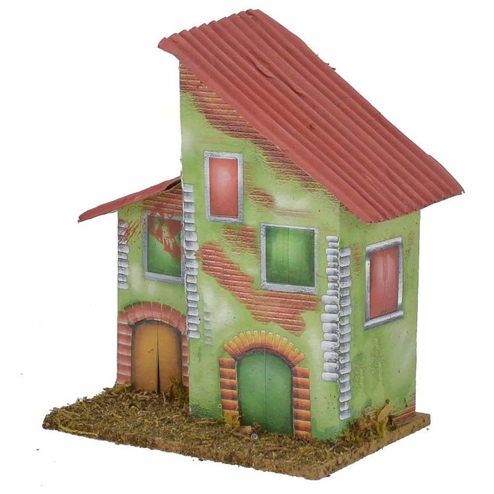 Set of 3 colored houses for nativity scenes