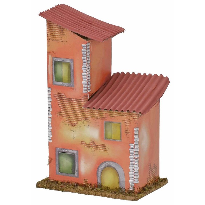 Orange house for nativity scene 10x6x16.5 cm h