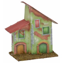 Casita verde para belén de 10x7x12,5 cm h