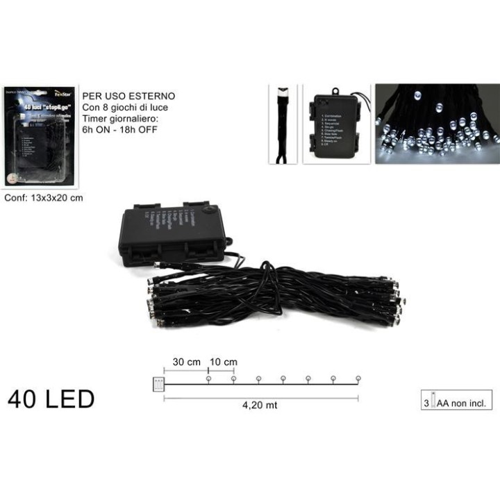 40 cold light LEDs with timer and 8 light effects