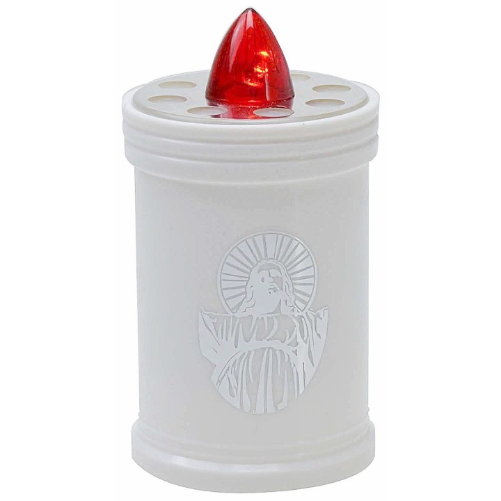Lumino bianco a batteria con fiamma rossa fissa h 12 cm
