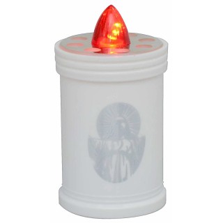 Lumino bianco a batteria con fiamma rossa fissa h 12 cm