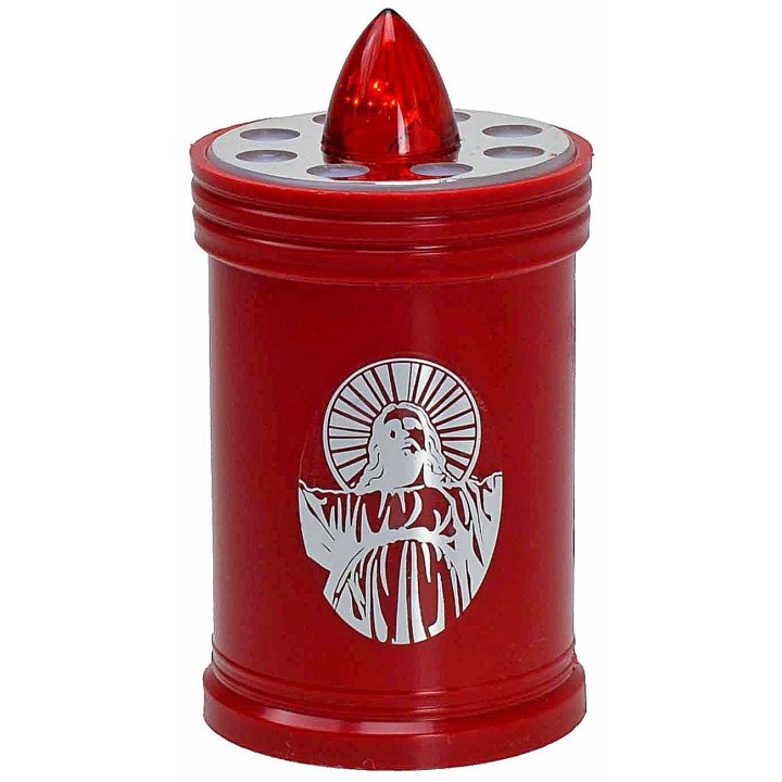 Lumino rosso a batteria con fiamma rossa fissa h 12 cm