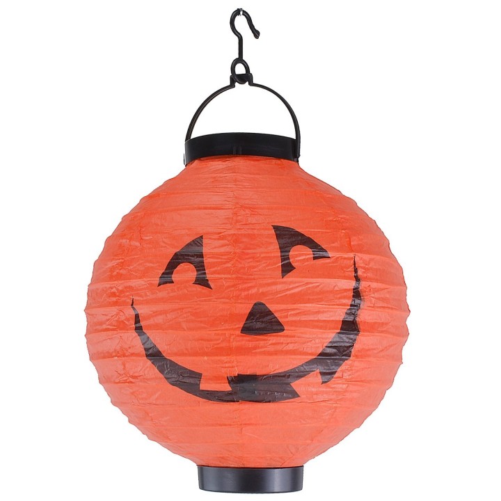 Lanterna tonda in carta illuminata per Halloween ø 20 cm