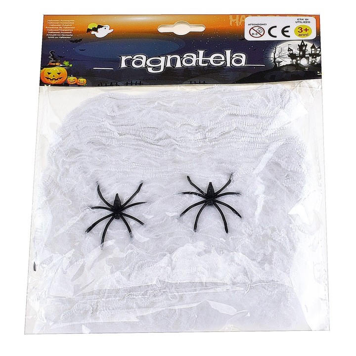 Telaraña blanca con arañas para Halloween 40 gr.