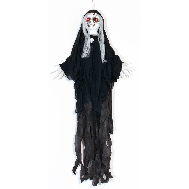 Perchero fantasma negro con luces y sonidos Halloween h 100 cm