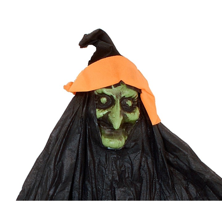 Green face witch with picket for Halloween h 107 cm