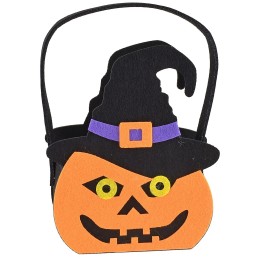Cesta calabaza bruja para Halloween cm 14x7x18 h