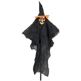 Bruja de rostro claro con estaca para Halloween h 107 cm