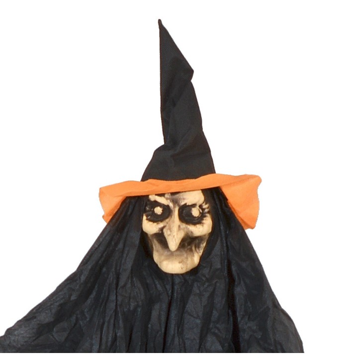 Light face witch with picket for Halloween h 107 cm