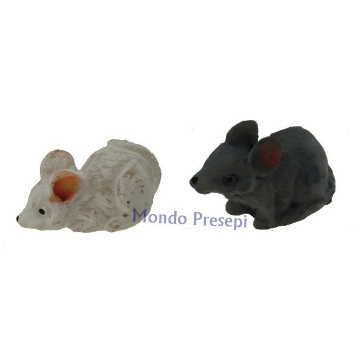 Conjunto de 2 ratoncitos de resina de 2,5 cm