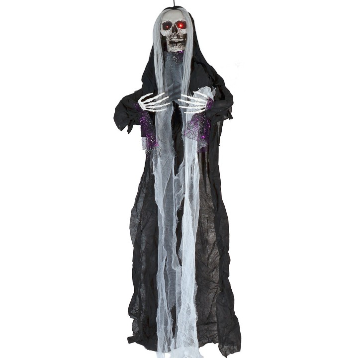 Colgante monstruo fantasma negro con luces y sonidos Halloween