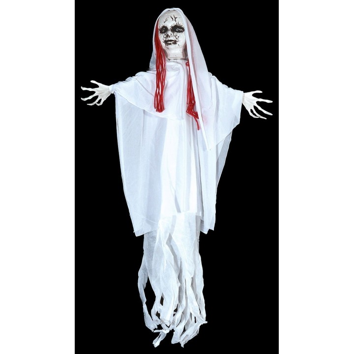 White ghost hanger with Halloween lights and sounds h 100 cm
