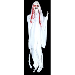 Fantasma colgante blanco con luces y sonidos Halloween h 100 cm