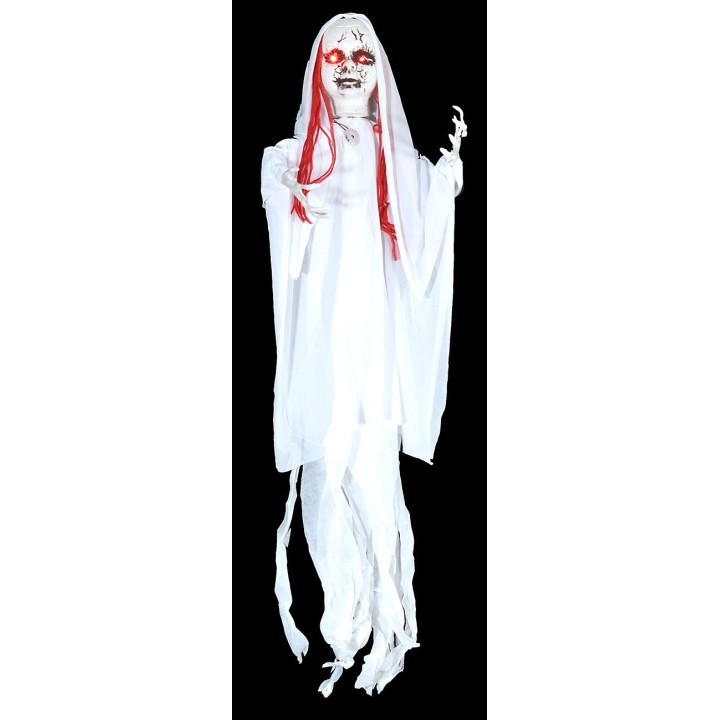 White ghost hanger with Halloween lights and sounds h 100 cm