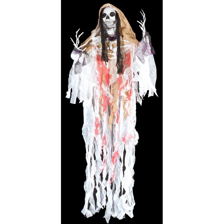 Colgante monstruo fantasma blanco con luces y sonido Halloween