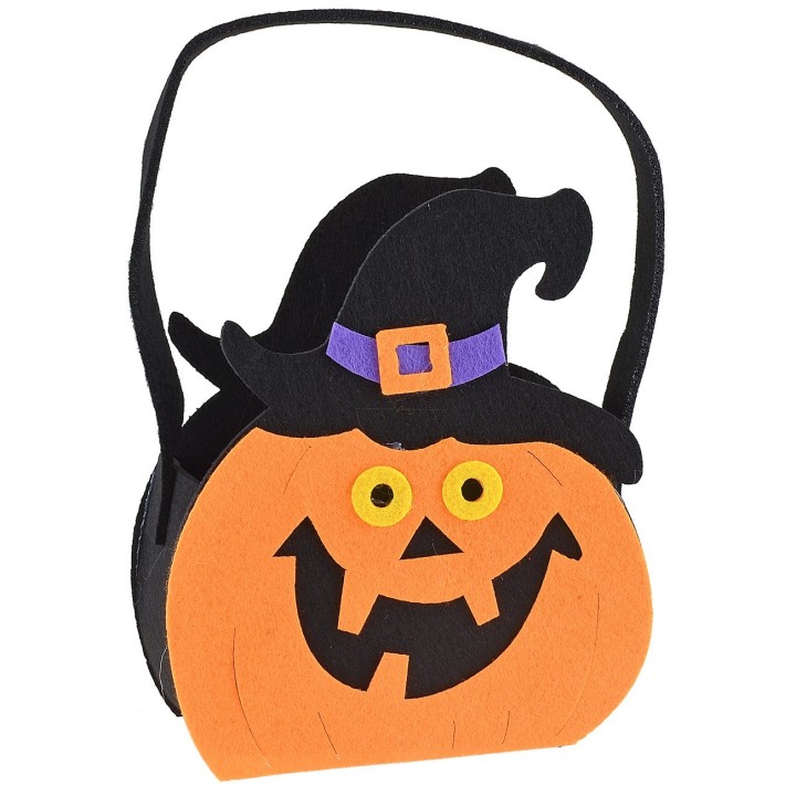 Cestino zucca strega per Halloween cm 15x7x17,5 h