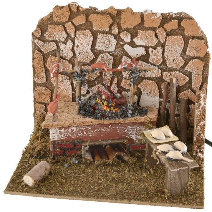 Fuego con asador de 20x14x17 cm h