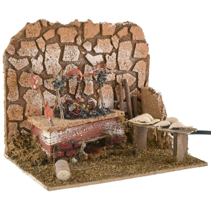 Fuego con asador de 20x14x17 cm h