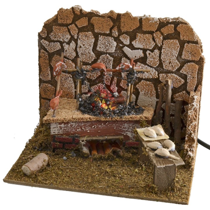 Fuego con asador de 20x14x17 cm h