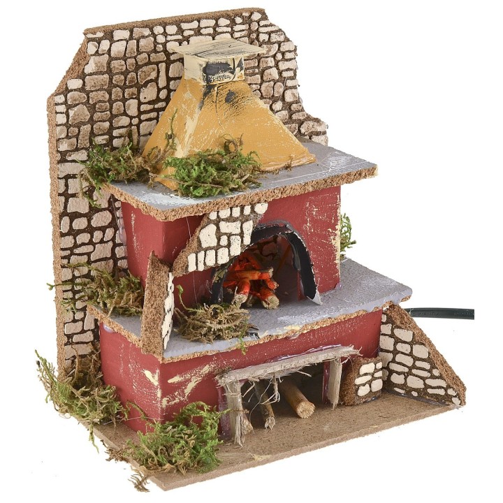 Oven with working flame effect lamp 15x10x17 cm h