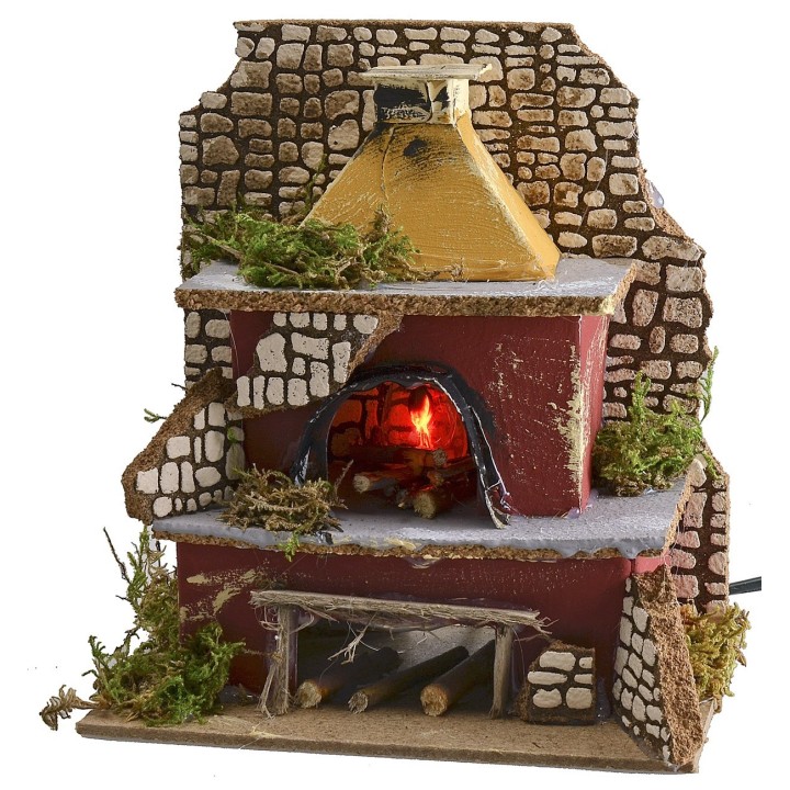 Oven with working flame effect lamp 15x10x17 cm h