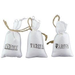 Set 3 sacchi di farina Iin tessuto cm 5x7 h