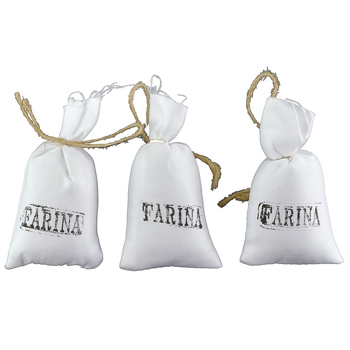Set 3 sacchi di farina Iin tessuto cm 5x7 h