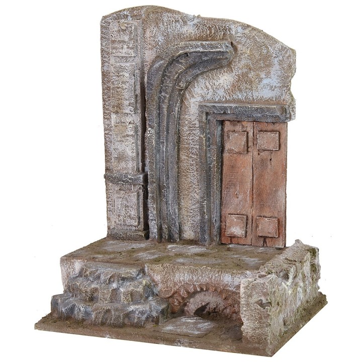 Rudere di tempio antico con portone cm 20x15x26 h per statue 10
