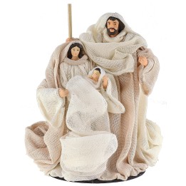 Natività con vestiti in tessuto cm ø 10x16,5 h