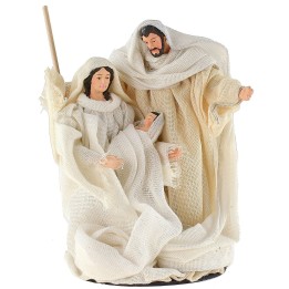 Natività con abiti in tessuto cm ø 10x16,5 h