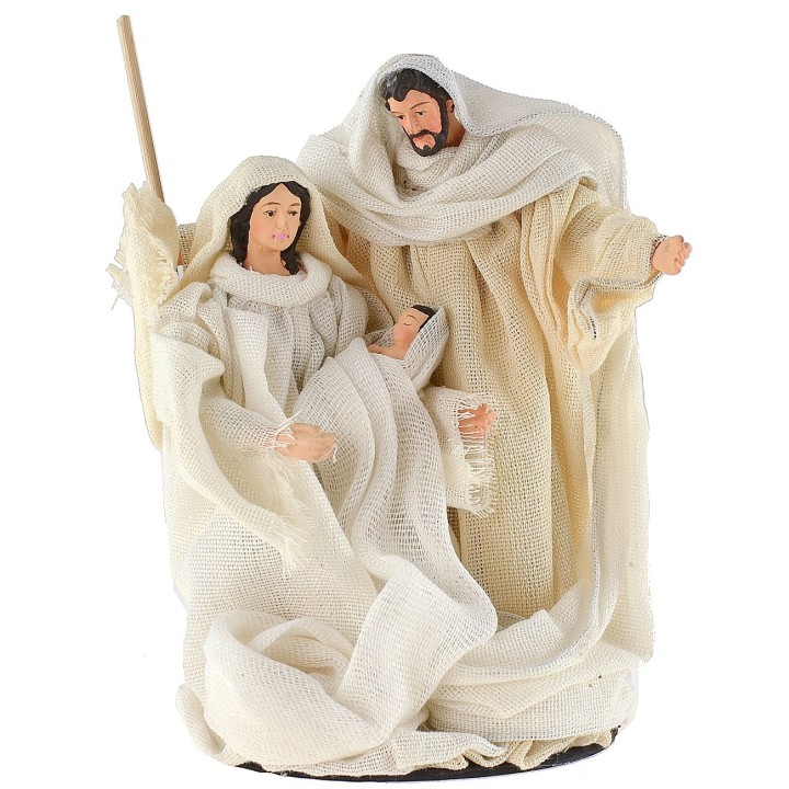 Natività con abiti in tessuto cm ø 10x16,5 h