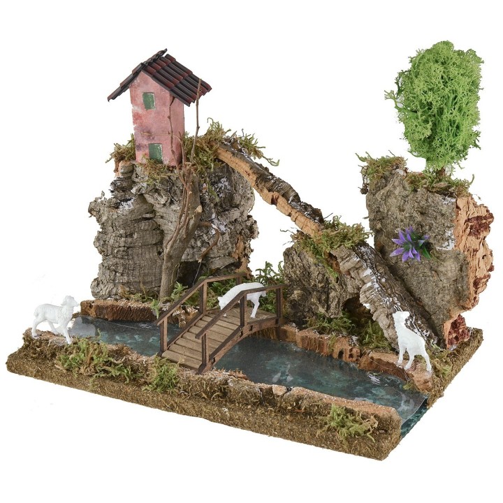 Mountain landscape with river depth effect 26x18x21.5 cm h