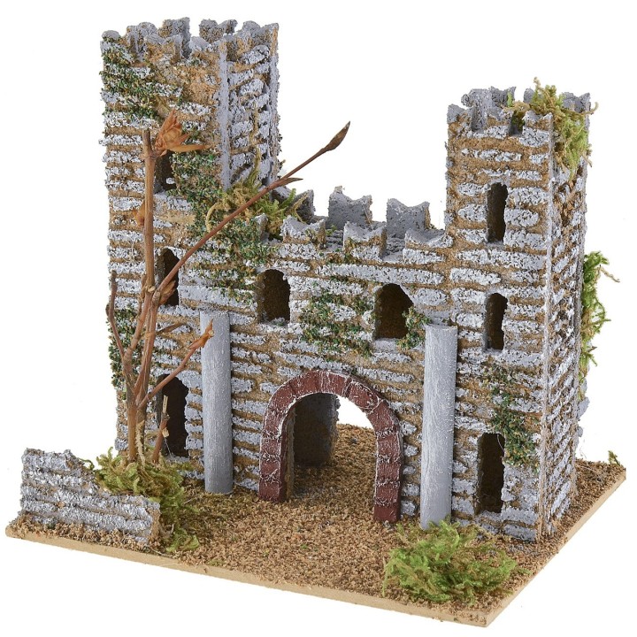 Castle for nativity scene with towers 15x13x14.5 cm h
