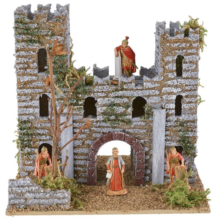 Castillo para belén con torres de 15x13x14,5 cm de altura.