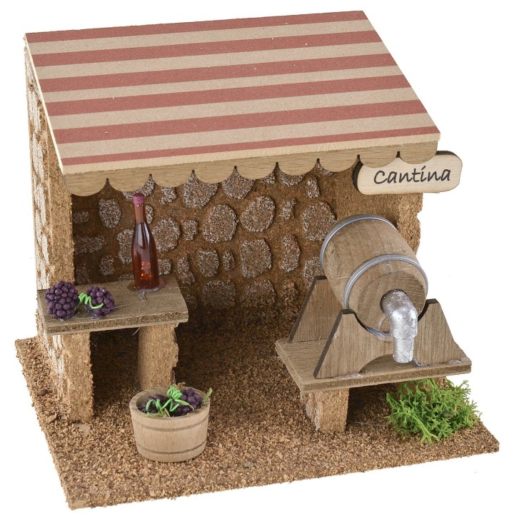 Bodega de vinos para belén de 15x13x13 cm h