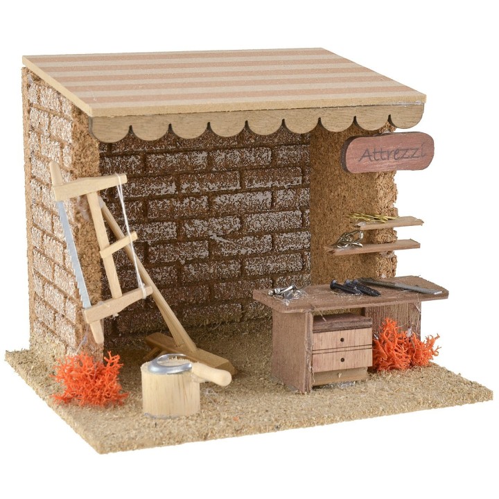 Workshop with work tools for nativity scenes 15x13x12.5 cm